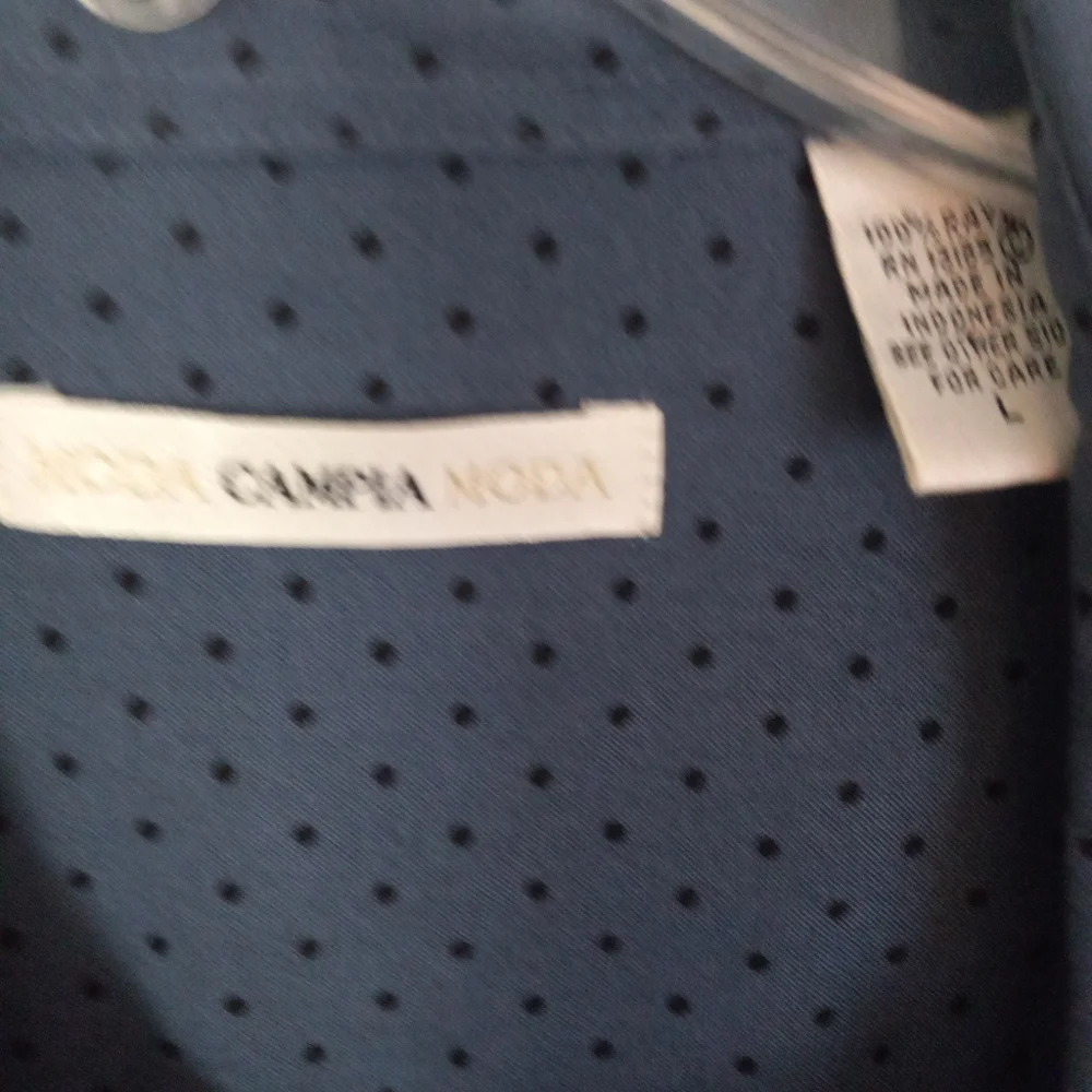 Campia Moda men's size L blue polka dot button down short sleeve shirt - Picture 3 of 7
